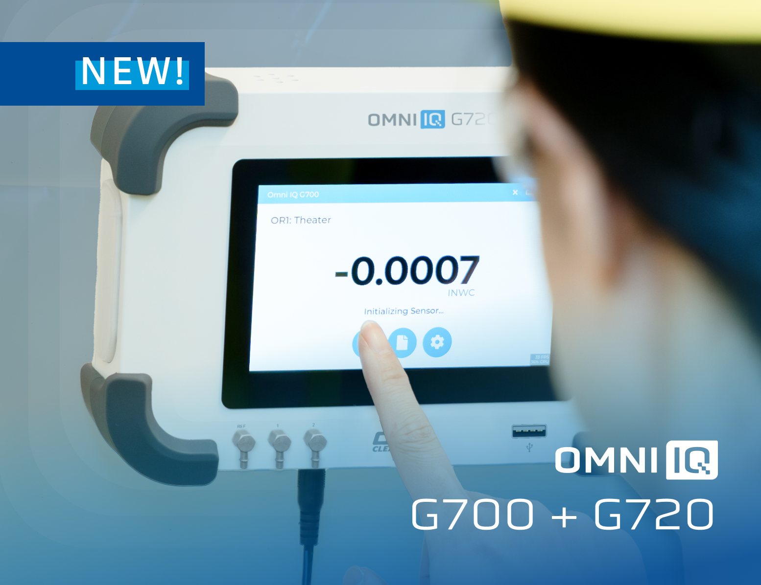 pressing button on new Omni IQ G720 differential pressure monitor